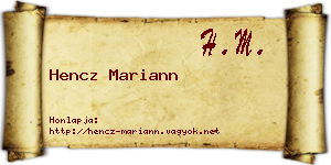Hencz Mariann névjegykártya